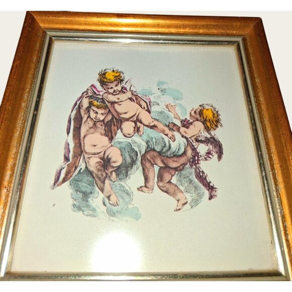 Vintage Cherub Wall Art Set Of 2 Framed Prints - Picture 4 of 8